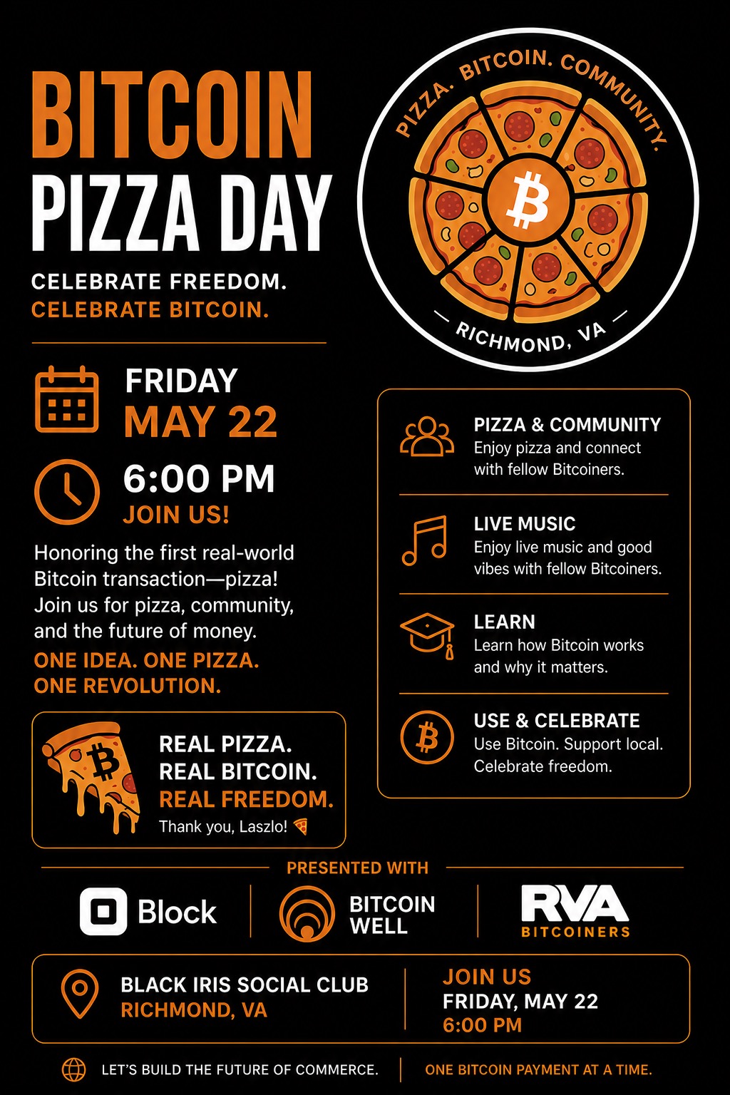 Bitcoin Pizza Day — May 22 at Black Iris Social Club