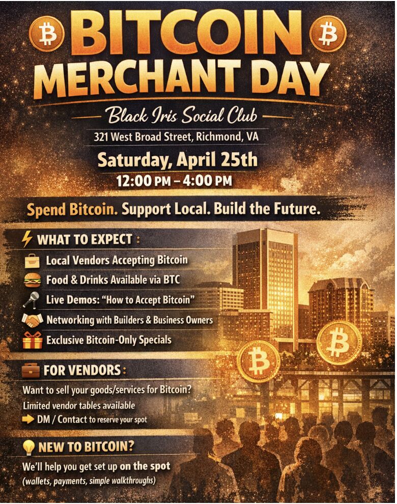 Bitcoin Merchant Day — April 25 at Black Iris Social Club